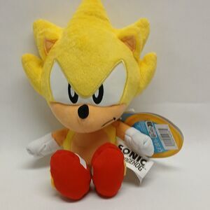 Jakks Pacific Sonic The Hedgehog Super Sonic Toy 9” Stuffed Plush Animal Doll